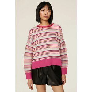 THE KOOPLES Striped Wool Drop Shoulder Sweater Pink Size 1 NWT